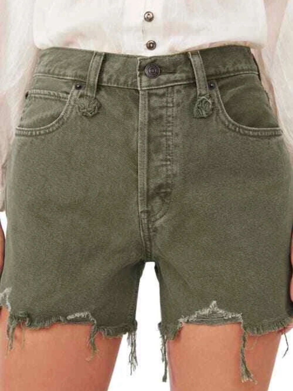 We The Free Green Makai Cutoff Denim Shorts Size 31